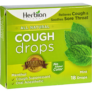 Herbion Naturals Cough Drops - All Natural - Mint - 18 Drops - Vita-Shoppe.com