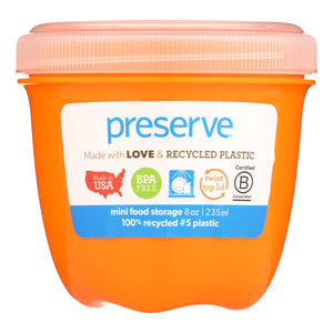 Preserve Food Storage Container - Round - Mini - Orange - 8 Oz - 1 Count - Vita-Shoppe.com