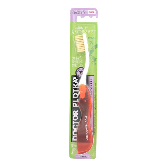 Mouth Watchers Travel Toothbrush - Red  - 1 Count - Case Of 5 - Vita-Shoppe.com