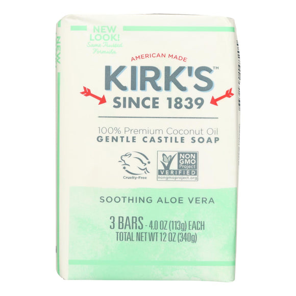 Kirks Natural Bar Soap - Coco Castile - Aloe Vera - 3 Pack - 3-4 Oz - 1 Each - Vita-Shoppe.com