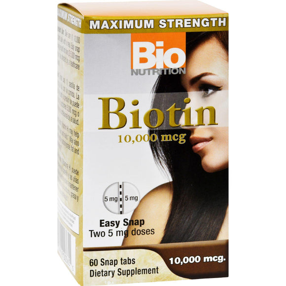 Bio Nutrition Inc Biotin - 10000 Mcg - 60 Tablets - Vita-Shoppe.com