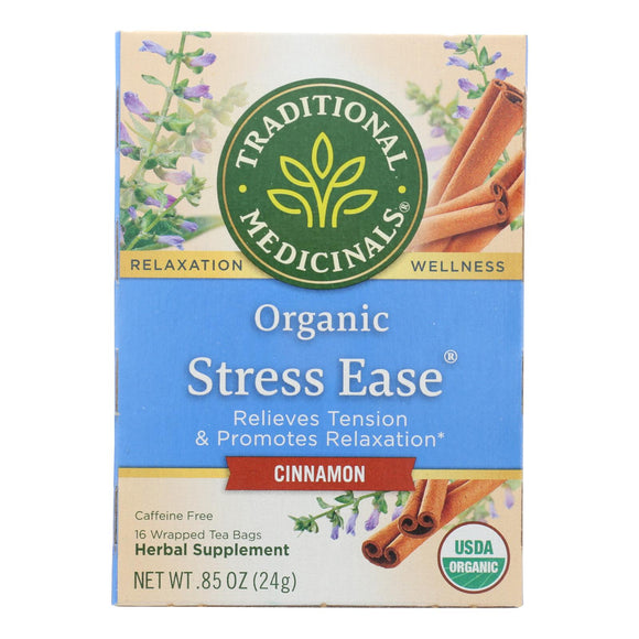 Traditional Medicinals Relaxation Tea - Stress Ease Cinnamon - Case Of 6 - 16 Bags - Vita-Shoppe.com