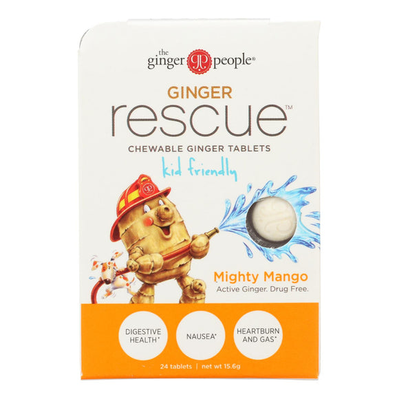 Ginger People Ginger Rescue For Kids - Mighty Mango - 24 Chewable Tablets - Case Of 10 - Vita-Shoppe.com