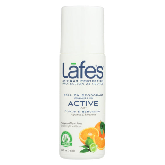 Lafe's Citrus And Bergamot Active Roll-on Deodorant  - 1 Each - 2.5 Fz - Vita-Shoppe.com