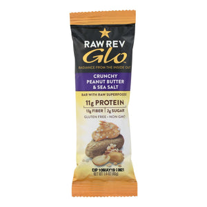 Raw Revolution Glo Crunchy Bar - Peanut Butter And Sea Salt - Case Of 12 - 1.6 Oz. - Vita-Shoppe.com