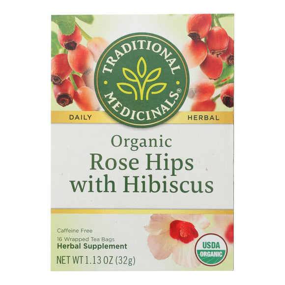 Traditional Medicinals Organic Herbal Tea - Rose Hips With Hibiscus - Case Of 6 - 16 Count - Vita-Shoppe.com