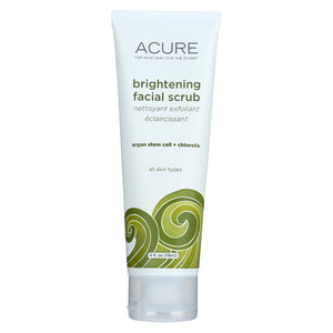 Acure Brightening Facial Scrub - Argan Extract And Chlorella - 4 Fl Oz. - Vita-Shoppe.com