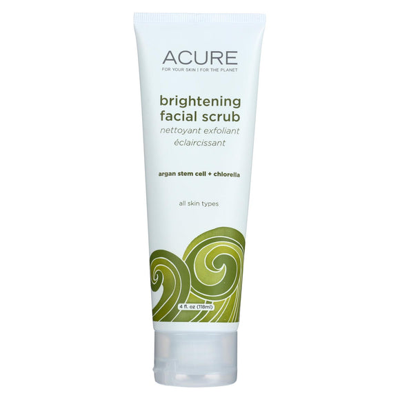 Acure Brightening Facial Scrub - Argan Extract And Chlorella - 4 Fl Oz. - Vita-Shoppe.com