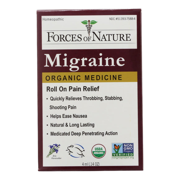 Forces Of Nature Certified Organic Medicine Migraine Rollerball Applicator  - 1 Each - 4 Ml - Vita-Shoppe.com