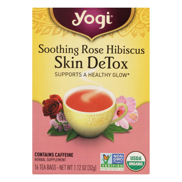 Yogi Tea - Organic - Soothing Rose Hibiscus Skin Detox - Case Of 6 - 16 Bag - Vita-Shoppe.com
