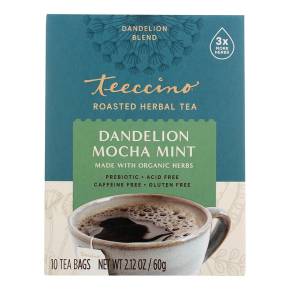 Teeccino Chicory Herbal Tea - Dandelion Mocha Mint - Case Of 6 - 10 Bag - Vita-Shoppe.com