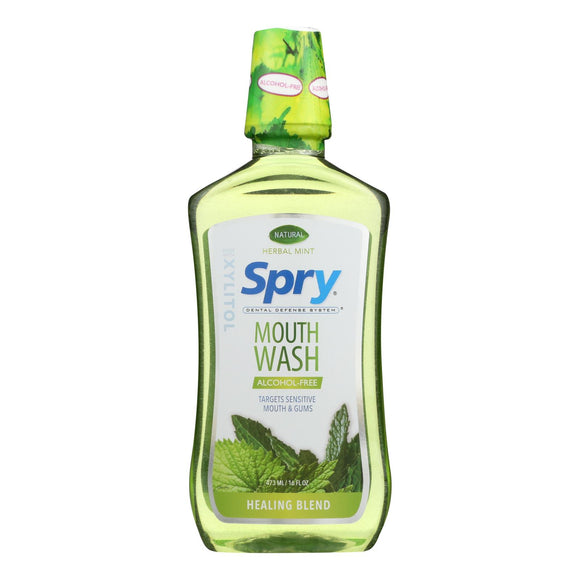 Spry Mouth Wash - Herbal Mint - Af - 16 Fl Oz - Vita-Shoppe.com
