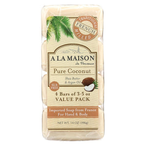 A La Maison Bar Soap - Pure Coconut - 4-3.5 Oz - Vita-Shoppe.com