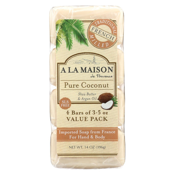 A La Maison Bar Soap - Pure Coconut - 4-3.5 Oz - Vita-Shoppe.com
