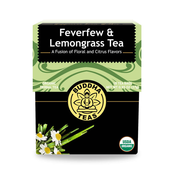 Buddha Teas - Organic Tea - Feverfew And Lemongrass - Case Of 6 - 18 Count - Vita-Shoppe.com