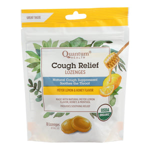 Quantum Research Organic Cough Relief Lozenges - Meyer Lemon & Honey - 18 Count - Vita-Shoppe.com