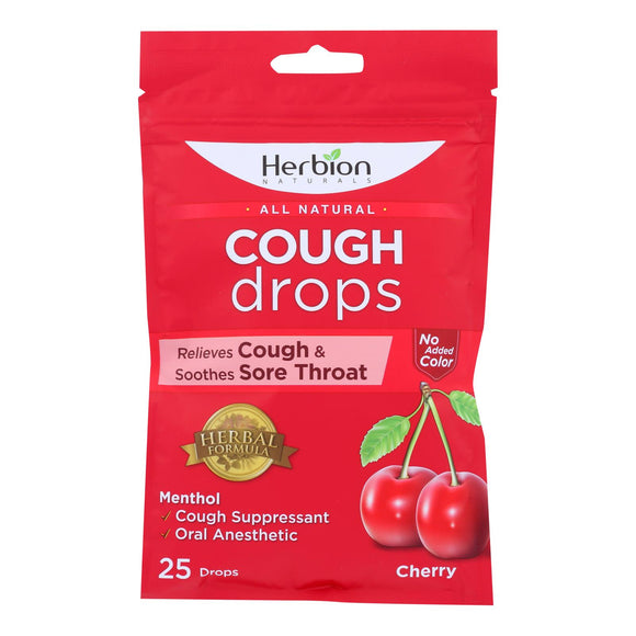 Herbion Naturals - Cough Drops Cherry - 1 Each - 25 Ct - Vita-Shoppe.com