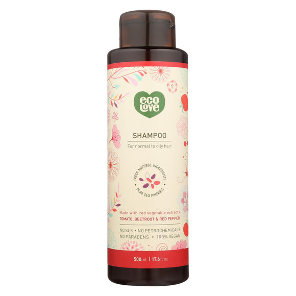 Ecolove Shampoo - Red Vegetables Shampoofor Normal To Oily Hair - Case Of 1 - 17.6 Fl Oz. - Vita-Shoppe.com