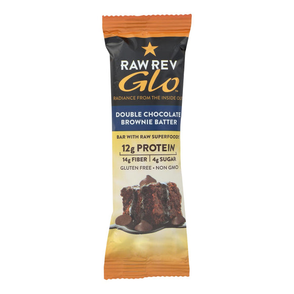 Raw Rev Glo Double Chocolate Brownie Batter Bar  - Case Of 12 - 1.6 Oz - Vita-Shoppe.com