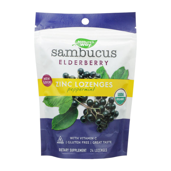 Nature's Way Sambucus Mint Flavored Zinc Lozenges  - 1 Each - 24 Ct - Vita-Shoppe.com