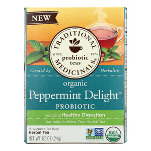 Traditional Medicinals - Probtc Tea Pprmnt Del - Case Of 6 - 16 Bag - Vita-Shoppe.com