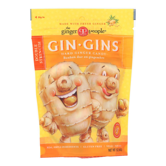 Ginger People - Gin Gins Hard Ginger Candy - Double Strength - Case Of 12 - 3 Oz. - Vita-Shoppe.com
