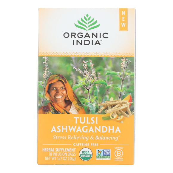 Organic India - Tulsi Ashwagandha - Case Of 6 - 18 Ct - Vita-Shoppe.com
