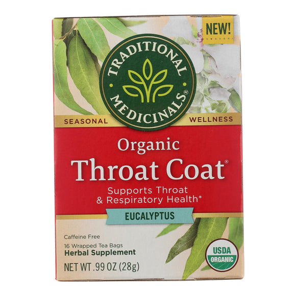 Traditional Medicinals - Herbal Tea Throat Coat Eucalyptus -16 Bag - Vita-Shoppe.com