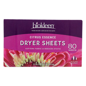 Biokleen - Dryer Sheets Citrus Essen - Case Of 6 - 80 Ct - Vita-Shoppe.com