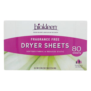 Biokleen - Dryer Sheets Free & Clear - Case Of 6 - 80 Ct - Vita-Shoppe.com