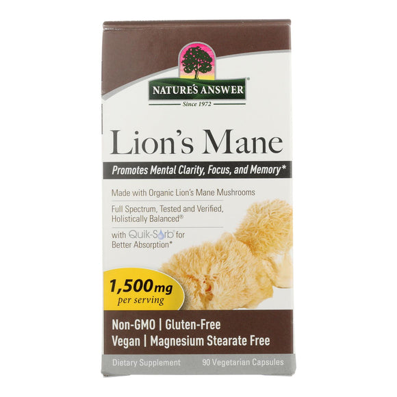 Nature's Answer - Lion's Mane Veg Capsules - 1 Each-90 Ct - Vita-Shoppe.com