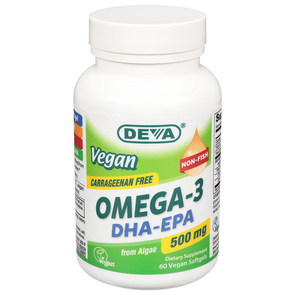 Deva Vegan Vitamins - Omega-3 Dha-epa 500mg Vgn - 1 Each-60 Vcap - Vita-Shoppe.com