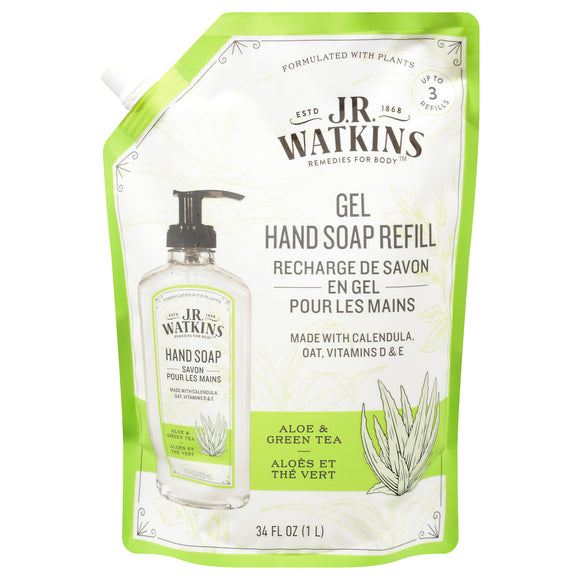 J.r. Watkins - Hand Soap Refill Aloe Green Tea - Case Of 3-34 Fz