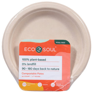 Ecosoul - Round Plates Bagasse - Case Of 8-20 Ct - Vita-Shoppe.com