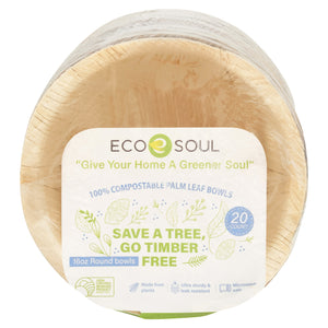 Ecosoul - Rnd Bowls 16 Oz Palm Leaf - Case Of 8-20 Ct - Vita-Shoppe.com