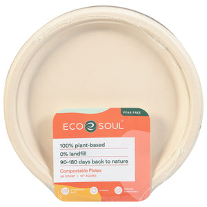 Ecosoul - Rnd Plate 10 Inch Bagasse - Case Of 8-20 Ct - Vita-Shoppe.com