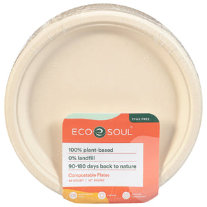 Ecosoul - Rnd Plate 10 Inch Bagasse - Case Of 8-50 Ct - Vita-Shoppe.com