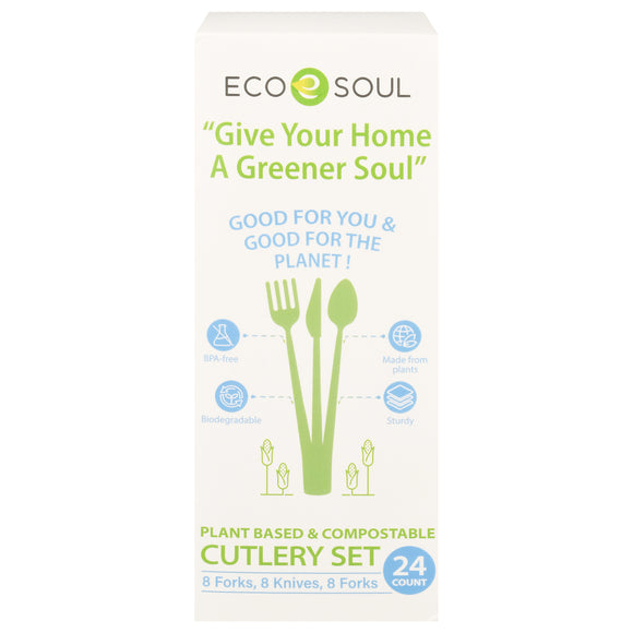 Ecosoul - Cutlery Set Compostable - Case Of 24-24 Ct - Vita-Shoppe.com