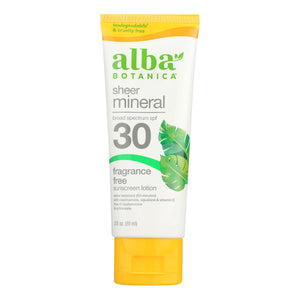 Alba Botanica - Sunscreen Lotion Mineral Formula Face And Body Spf 30 - 1 Each-3 Fluid Ounces - Vita-Shoppe.com