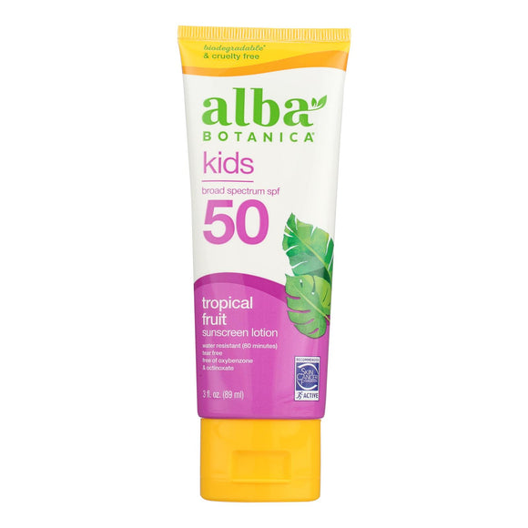 Alba Botanica - Sunscreen Lotion Kids Spf 50 - 1 Each-3 Fluid Ounces - Vita-Shoppe.com