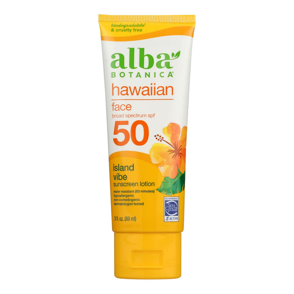 Alba Botanica - Sunscreen Lotion Facial Spf50 - 1 Each-3 Fluid Ounces - Vita-Shoppe.com