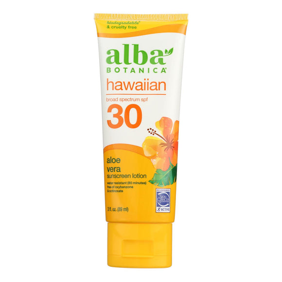 Alba Botanica - Sunscreen Lotion Aloe Vera Spf30 - 1 Each-3 Fluid Ounces - Vita-Shoppe.com