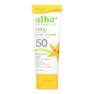 Alba Botanica - Sunscreen Lotion Mineral Baby Spf50 - 1 Each-3 Fluid Ounces - Vita-Shoppe.com