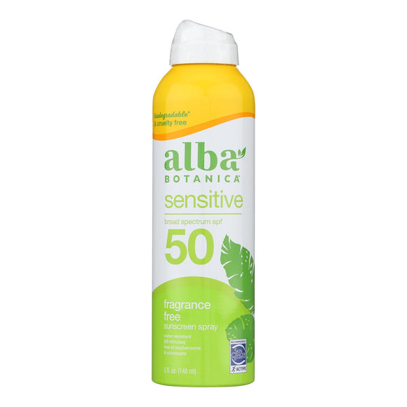 Alba Botanica - Sunscreen Spray Sensitive Formula Spf 50 - 1 Each-5 Fluid Ounces - Vita-Shoppe.com