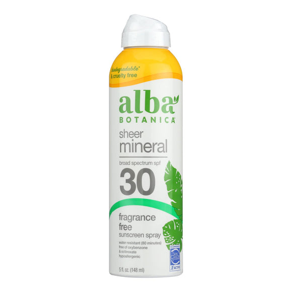 Alba Botanica - Sunscreen Spray For Face Mineral Spf 30 - 1 Each-5 Fluid Ounces - Vita-Shoppe.com