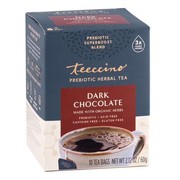 Teeccino DARK CHOCOLATE PREBIOTIC SUPERBOOST™ HERBAL TEA | 10 CT - Vita-Shoppe.com