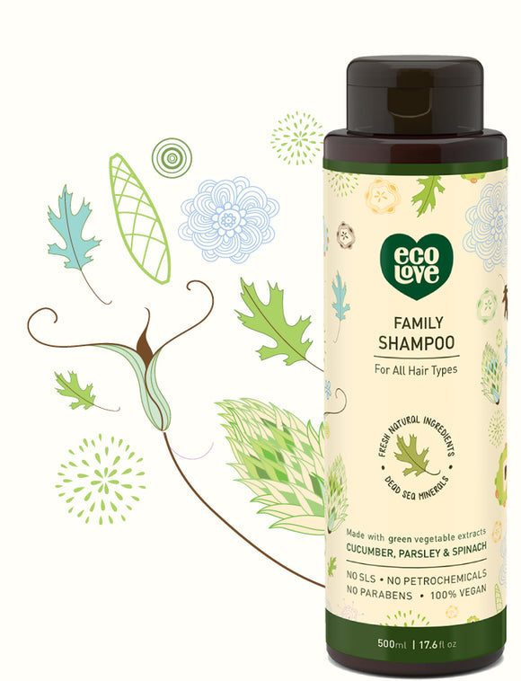Ecolove Shampoo - Green Vegetables Family Shampoo For All Hair Types - Case Of 1 - 17.6 Fl Oz. - Vita-Shoppe.com